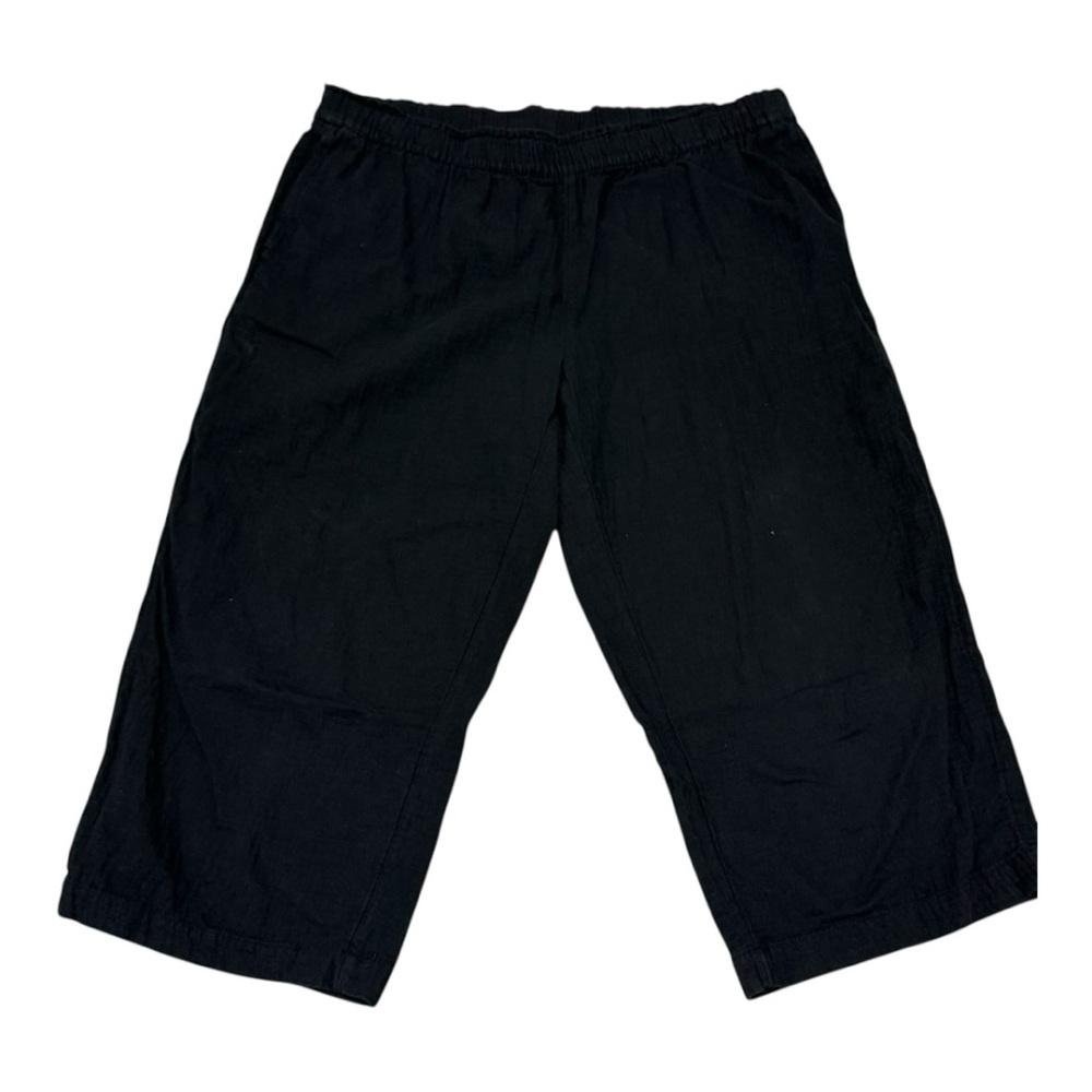 Old Navy Wide Leg Black Pants Plus Size 2X Comfort Waistband 100% Cotton Cropped